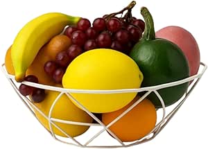 Fruteira de Mesa Aramada em Aço Inox com Acabamento Elegante – Tigela Organizadora de Frutas para Cozinha ou Sala, Moderna, Ideal para Decorar e Conservar Alimentos.