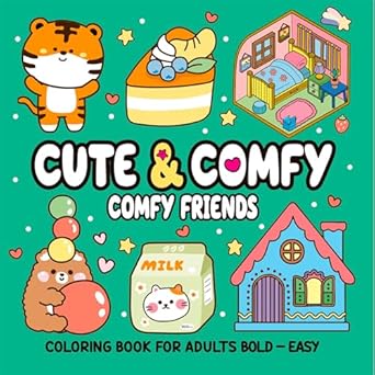 Cute & Comfy Coloring Book for Adult Bold Easy - Comfy Friends - Livro de Colorir Adulto