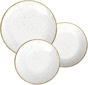 Jogo de Pratos Tramontina Rústico Marrom em Porcelana Decorada 12 Peças