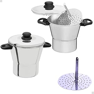 Cuscuzeira de Alumínio Polido 16cm com Tampa e Asas Resistentes – Cozimento Uniforme, Alta Durabilidade e Segurança para Preparo de Cuscuz e Receitas Rápidas na Cozinha