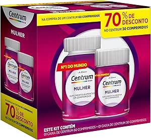 Centrum Mulher, Suplemento Alimentar para Energia e Funcionamento Muscular, Leve 90 Comprimidos e Pague 60
