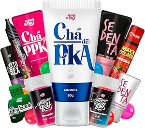 Kit 10 Produtos Sex Shop com Gel Deslizante Comestíveis Excitantes Masculino e Feminino Bolinhas Explosivas