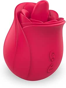 Vibrador Feminino Lingua Formato de Rosa 7 Modos de Vibração 7,8cm x 5,8cm em Silicone e Recarregável