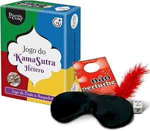 Kit Jogo Kama Sutra Hétero Raspadinha Dados + Venda Tapa Olhos + Pena Sensual + Dados Sexy - SexShop