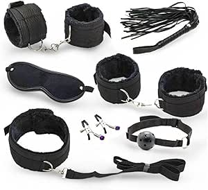 Kit Algema Sexual Brinquedos Sexuais 7 Peças Sexuais Brinquedos Sexuais Adultos Para Casal (Preto)