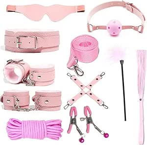 Kit Brinquedos Sexuais Para Casal Algemas, Brinquedos Sexuais para Adultos 10 Peças Erótico (Rosa)