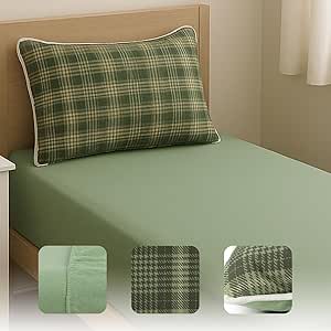 Jogo De Cama 100% Algodão Solteiro 2 Peças Estampado Liso (Verde)