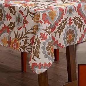 Toalha de Mesa Retangular Verona para 6 Lugares, 2,10M x 1,40M, Tecido Verona Estampado (Flores)
