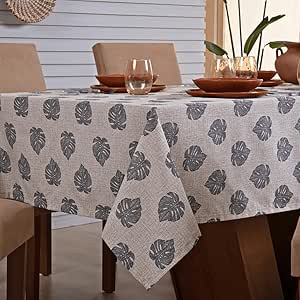 Toalha de Mesa Retangular Verona para 6 Lugares, 2,10M x 1,40M, Tecido Verona Estampado (Costela de Adao)
