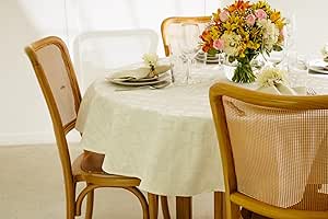 Toalha Mesa Impermeável 4 A 6 Lugares 1,70m Jacquard Redonda (Geométrico Pérola)