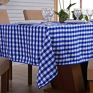 Toalha de Mesa Oxford Xadrez 220 x 155 cm 100% Poliéster com Viés Reforçado (Xadrez Azul)
