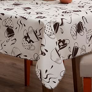 Toalha de Mesa Oxford Premium Estampada, 2,10 x 1,40m, 100% Poliéster 6 Lugares (Café)