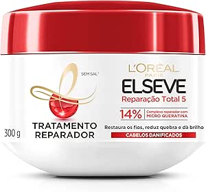 L'Oréal Paris Elseve Creme de Tratamento Reparador Reparação Total 5, Restaura e dá Brilho aos Fios, 300g