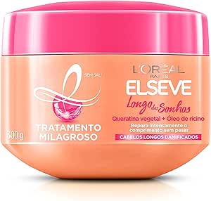 L'Oréal Paris Elseve Creme de Tratamento Milagroso Longo Sonhos, Repara o Comprimento sem Pesar, 300g