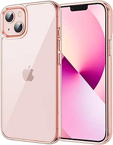 JETech Capa para iPhone 13 6,1 Polegadas, Case Protetora de Telefone à Prova de Choque Não-Amarelecimento, Capinha Parte Traseira Transparente Anti-Riscos (Rosa Ouro)