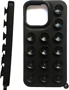 Capa Ventosa de sucção para Celular Silicone, Compatível com iphone, Capinha, Case, Suporte Versátil, Antiderrapante, Gruda na parede, Cola, Suporte, Telefone, Reforçado, PREMIUM (Preto, IPhone 13)