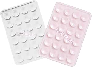 KIT com 2 Suporte Ventosa de Celular - Adesivo de Capa com Ventosa de Sucção Silicone Telefone Iphone Android - Rosa Claro e Branco