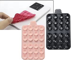 KIT 2 Suporte de Celular com Ventosa Dupla Face, Frente e Verso Premium - Preto e Rosa