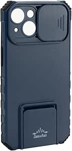 Capa armor compatível com Iphone 13, rígida anti-impacto, com tampa deslizante para a lente da câmera, cores Branca, Rosa, Azul e Preto, Cabos & Plugs (Azul)