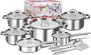 Panela Inox, Panela Aco Cirúrgico, Jogo De Panelas Inox, Panelas Inox, Panela De Inox, Jogo De Panela Inox, Panela Inox Fundo Triplo, Conjunto De 15 Unidades Conjuntos de Potes