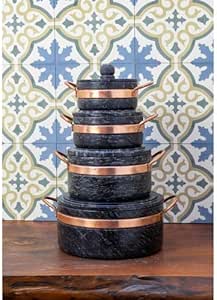 Jogo de Panelas Pedra Sabão 04 peças - 500ml +1L +1,5L +3L