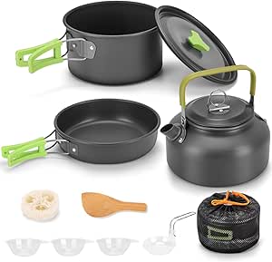 Conjunto de Panelas com 9 Peças, Jogo de Panelas, Conjunto de Panelas, Jogo de Panela, Kit Panelas, Kit Panela, Jogo Panela, Utensílios de Cozinha Portáteis Ao Ar Livre para Acampamento