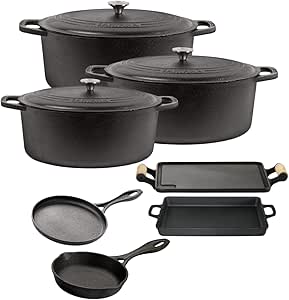 Jogo de Panela de Ferro Fundido Neo 7 peças Chapa Assadeira e Tapioqueira