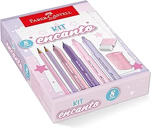 Kit Encanto Faber-Castell Com Produtos Rosa e Roxo Em Tons Pastel *EDIÇÃO LIMITADA*