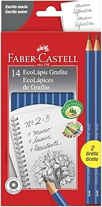 Lápis de cor,Faber-Castell,PM/1210AZ12+2; Ecolápis Grafite Max nº 2HB, Azul, Redondo; 12+ 2 unidades