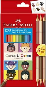 ECOLAPIS 12+3 CARAS & CORES, Faber-Castell, 120112CC, Tons de pele