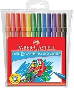Canetinha com 12 Cores Estojo Cartão, Faber-Castell, 15.0112CZF, Multicor