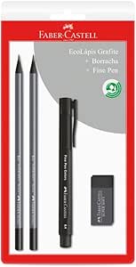 Kit Blister Suppersoft Black, 2 Lápis Grafite Supersoft, 1 Fine Pen Preta, 1 Borracha Supersoft
