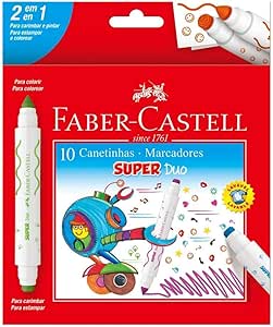 HIDROGRAFICA 2 PONTAS SUPER DUO, Faber-Castell, DUO150610, Multicor