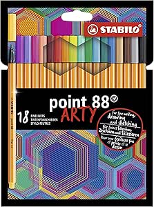Caneta Ponta Fina – STABILO point 88 ARTY – Estojo com 18 unidades – Em 18 cores