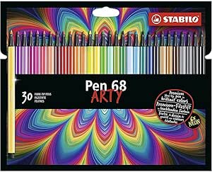 Caneta Hidrográfica Stabilo Pen 68 Arty, Estojo com 30 cores