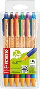 Caneta Esferográfica 0.5mm STABILO Pointball, Estojo com 6 unidades, Cores sortidas
