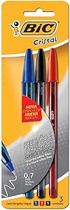 BIC, Caneta Esferográfica Escrita Fina, Cristal Fina, 3 Cores