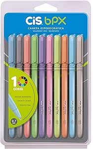 Caneta BPX Esferografica 0,7mm, CIS, Estojo c/10 Cores Sortidas, Multicor