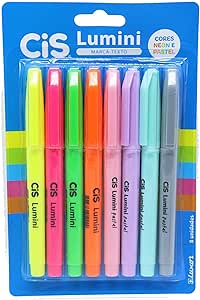 Marca Texto Lumini, CIS, 56.9802, Multicor, Blister com 8 unidades (Cores Pastel e Neon)