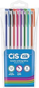 CIS, Caneta Esferografica 0,7 mm TIK Estojo com 8 Cores Sortidas