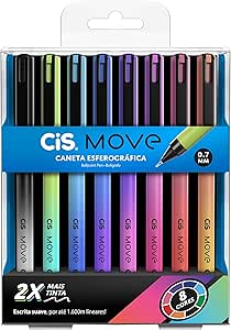 Caneta esferográfica 0.7mm Move com 8 cores Cis