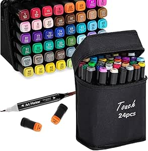 Canetinhas Hidrográfica 24 Cores Para Desenho Pontas Duplas Premium (24)