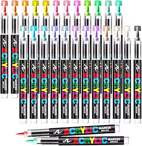 Kit 24 Canetas Brush Pen Pincel Acrílica Marcador Permanente Colorida Lettering Ponta Flexível (Multicolorido)