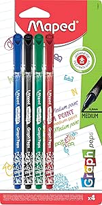 Maped Graph'Peps Canetas com ponta média de feltro x4 - Preto/Azul/Vermelho/Verde (749627)