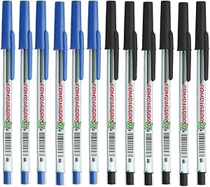 Kit Com 12 Canetas Compactor 0.7 6 Azuis 6 Pretas