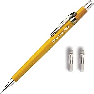 Lapiseira Sharp P200 Pentel 0.9mm Amarela + 2 Refis de Borracha