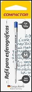 Carga para Caneta Esferografica, Compactor, 1005, Azul Metalica, 01 Unidade