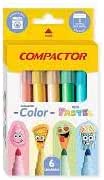 Caneta Hidrográfica, Compactor Color, Pastel, 06 cores, Estojo