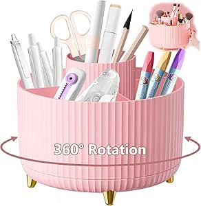 Porta Lapis, Rotação de 360 Graus, Organizador de Mesa com 5 Compartimentos, Organizador, Porta Lapis Escritorio, Organizador ce Mesa Escritorio