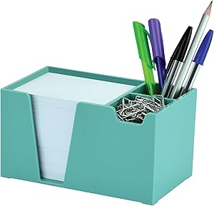 Organizador de Mesa Porta Lápis Clip Papel Lembrete (Papel Branco Incluso), Acrimet, (Cor Verde Sólido)